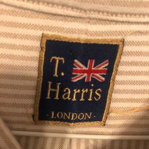 T. Harris London Long Sleeve Stripe Button Shirt XL